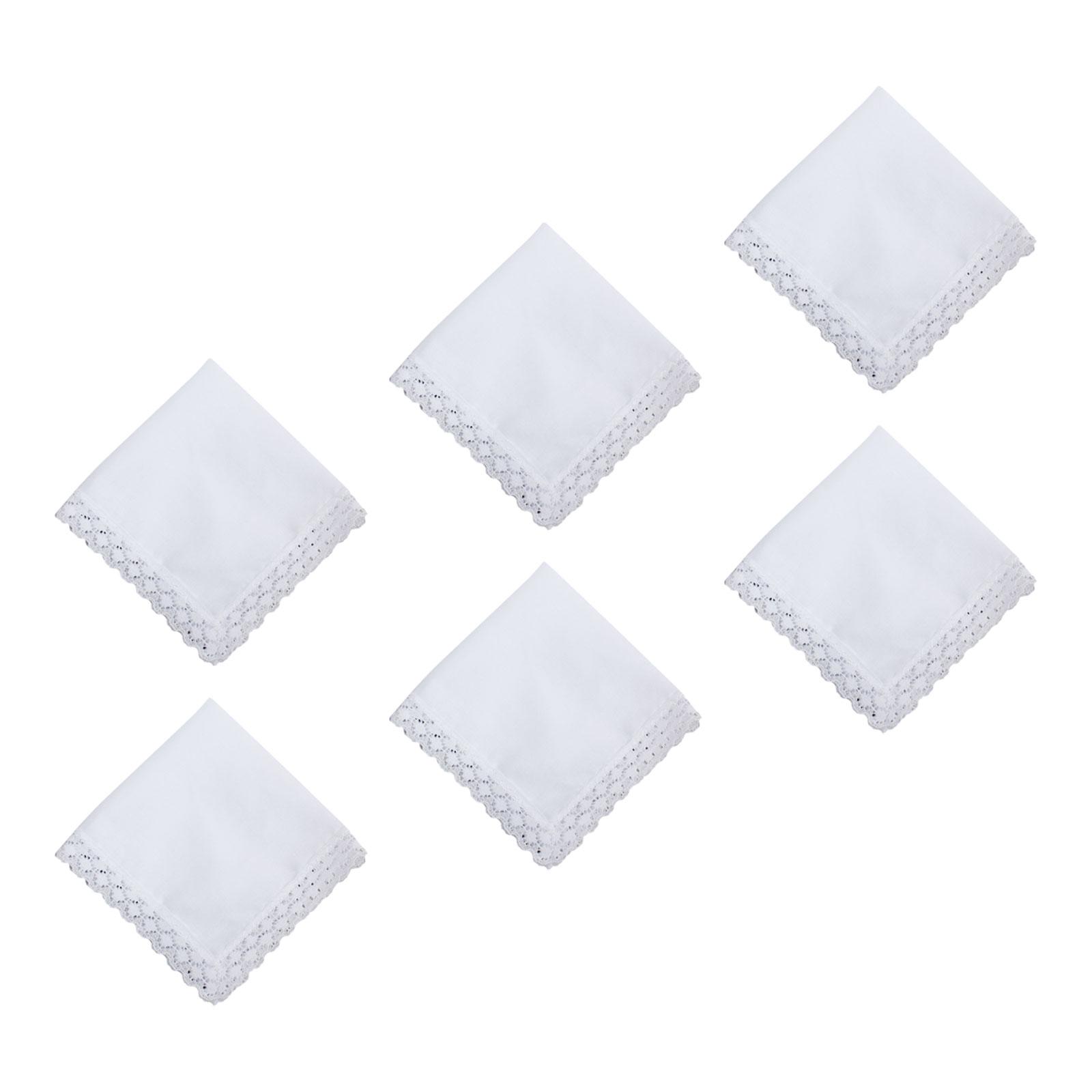 Handkerchief Cotton Men - 6 pañuelos de encaje blanco puro